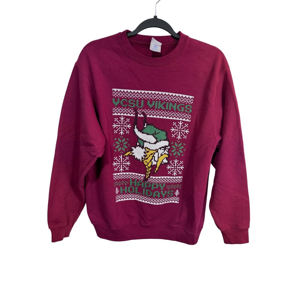 Port & Company M Maroon Sweatshirt Men's VCSU Vikings Ugly Christmas Collegiate
